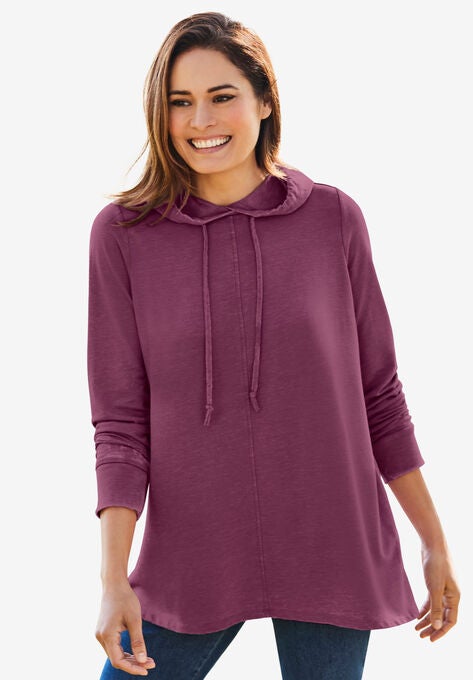 Pleat-Back Swing Sweatshirt, DEEP CLARET, hi-res image number null