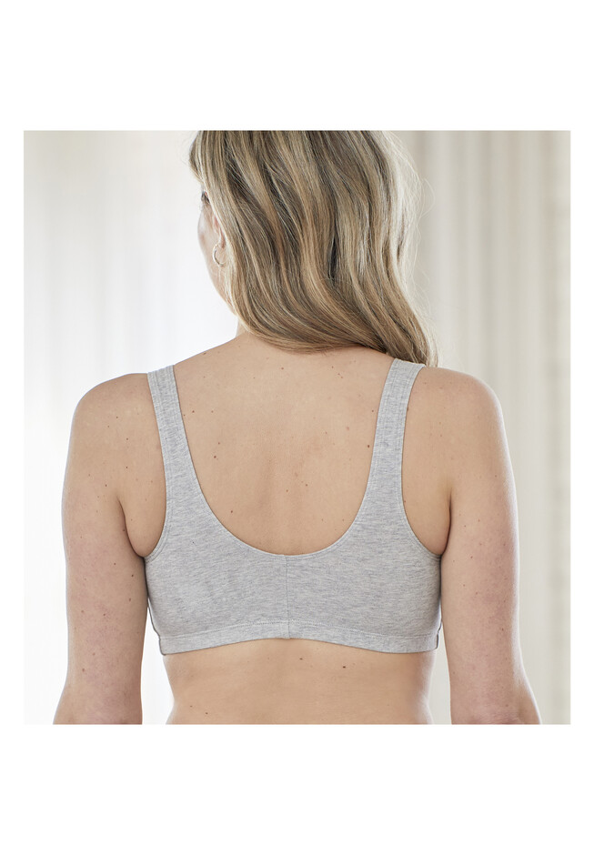 Bestform 5006014 Comfortable Unlined Wireless Cotton Stretch Sports Bra With  Front Closure