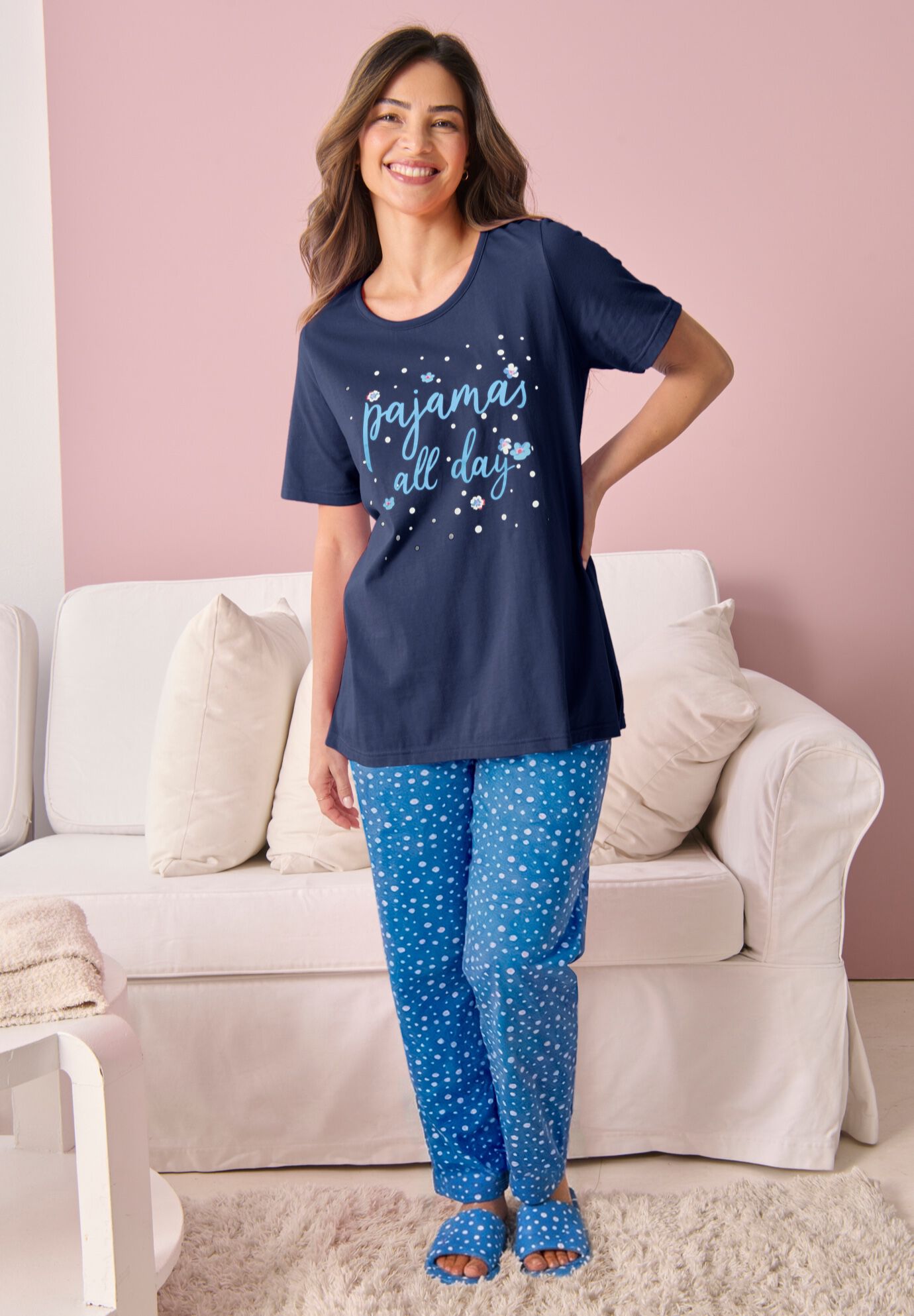 Graphic Tee Pure Cotton PJ Set, , alternate image number 3