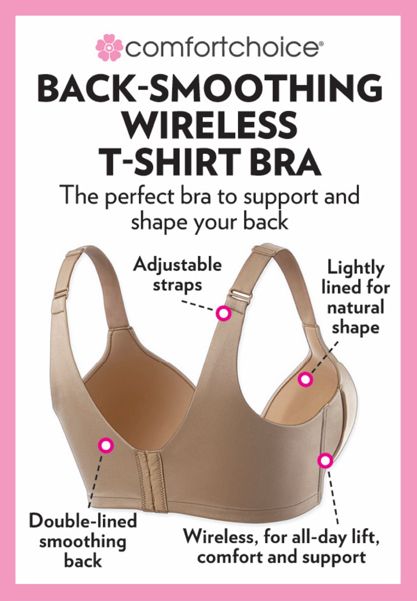 Back-Smoothing Wireless T-Shirt Bra, , alternate image number 2