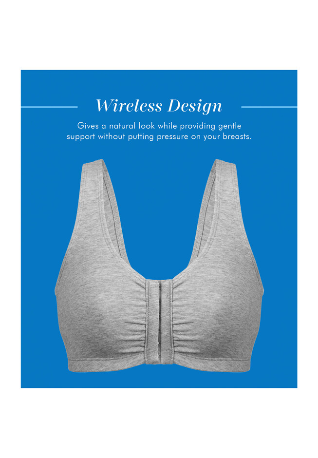 Bestform 5006014 Comfortable Unlined Wireless Cotton Stretch Sports Bra With  Front Closure
