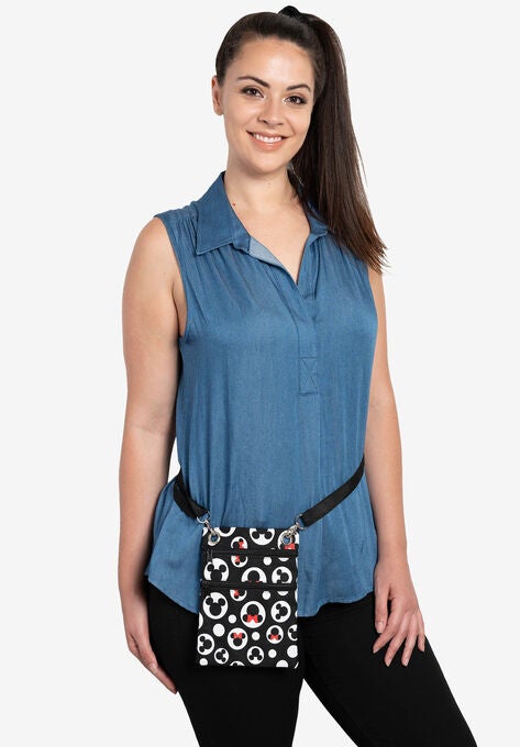Disney Mickey & Minnie Mouse Passport Bag All-Over Print Travel Crossbody Purse, , alternate image number null