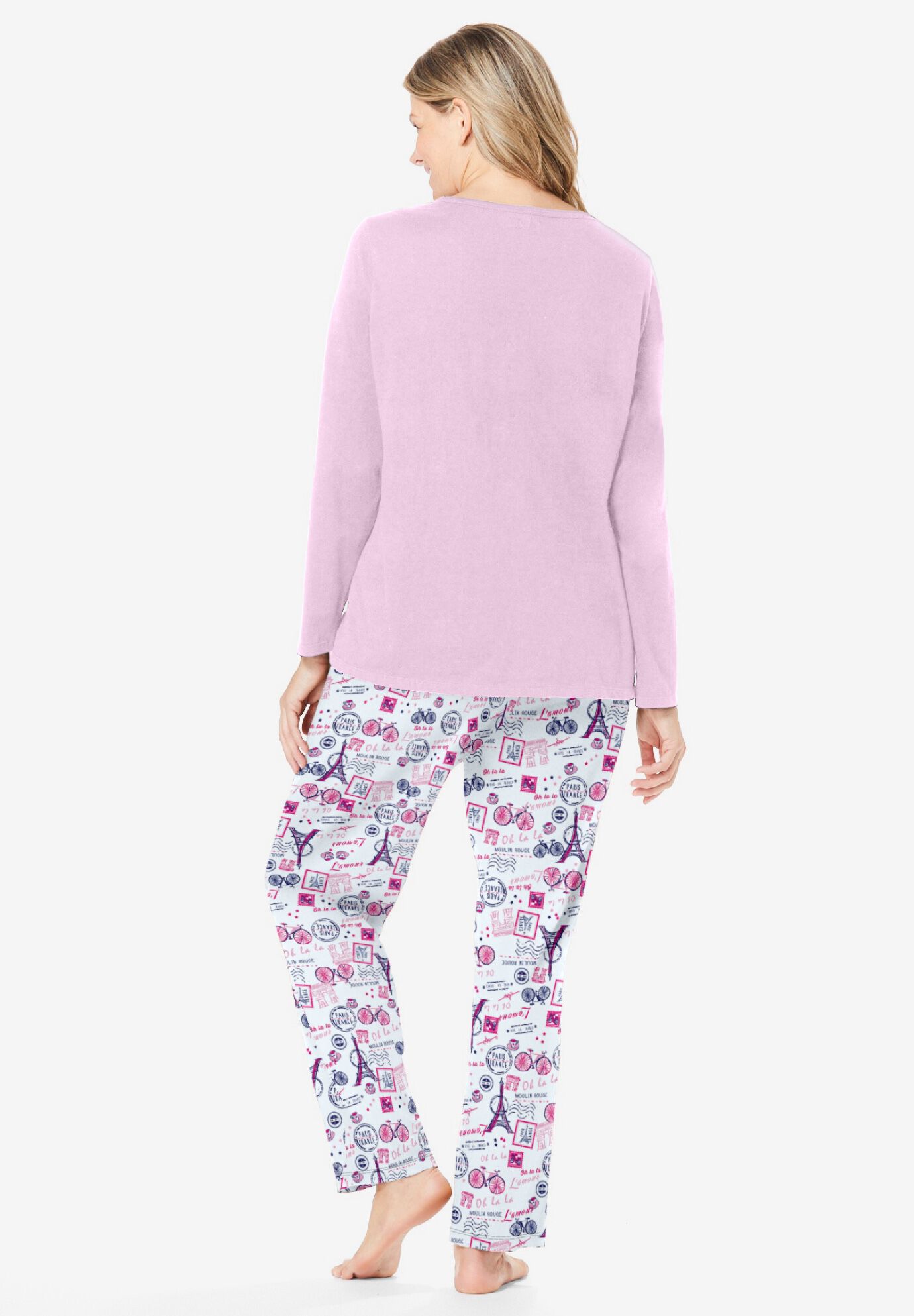 Long Sleeve Knit PJ Set, RASPBERRY SORBET PARIS, on-hover image number 1