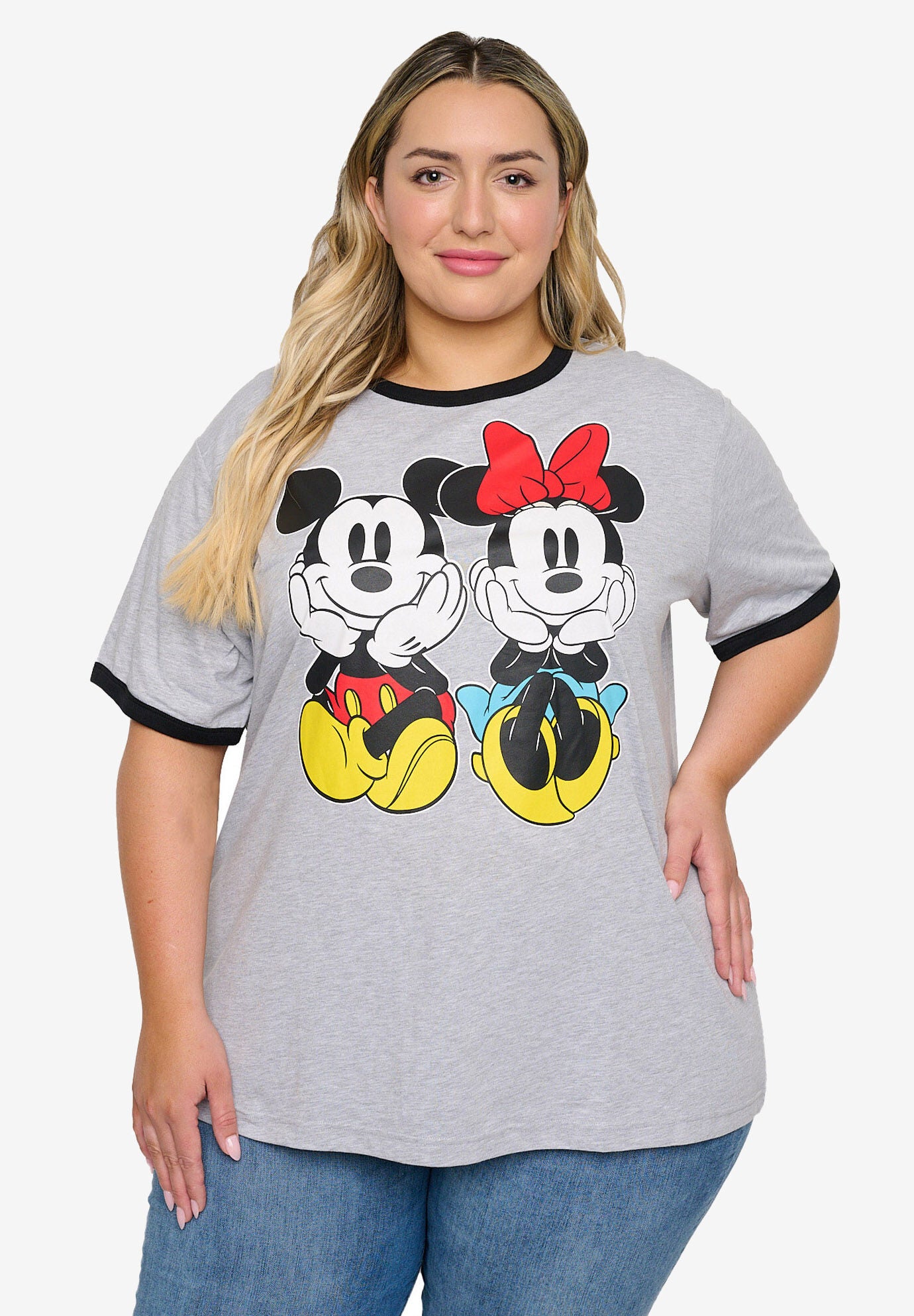 Disney Mickey Minnie Mouse Ringer T Shirt Gray Swimsuits For All