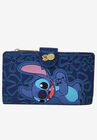 Loungefly X Disney Women'S Stitch Snap Flap Wallet Pineapples Flowers Blue Wallet, , alternate image number null