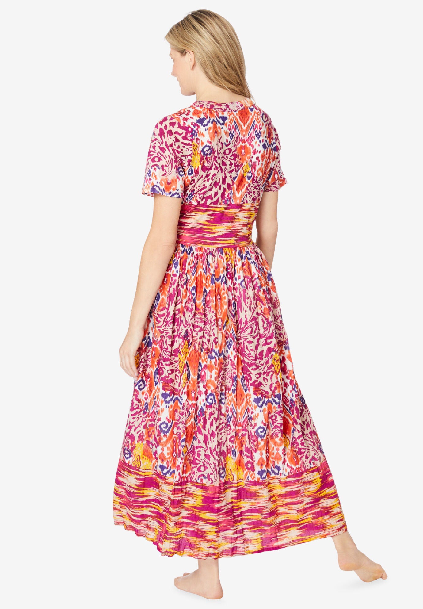 Long Crinkle Cotton Lounger, LAGUNA GREEN OMBRE, on-hover image number 1