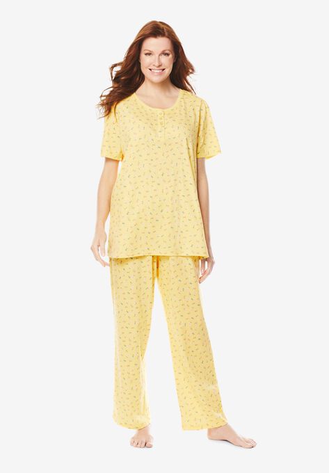 Floral Henley PJ Set , BANANA BLOSSOM, hi-res image number null
