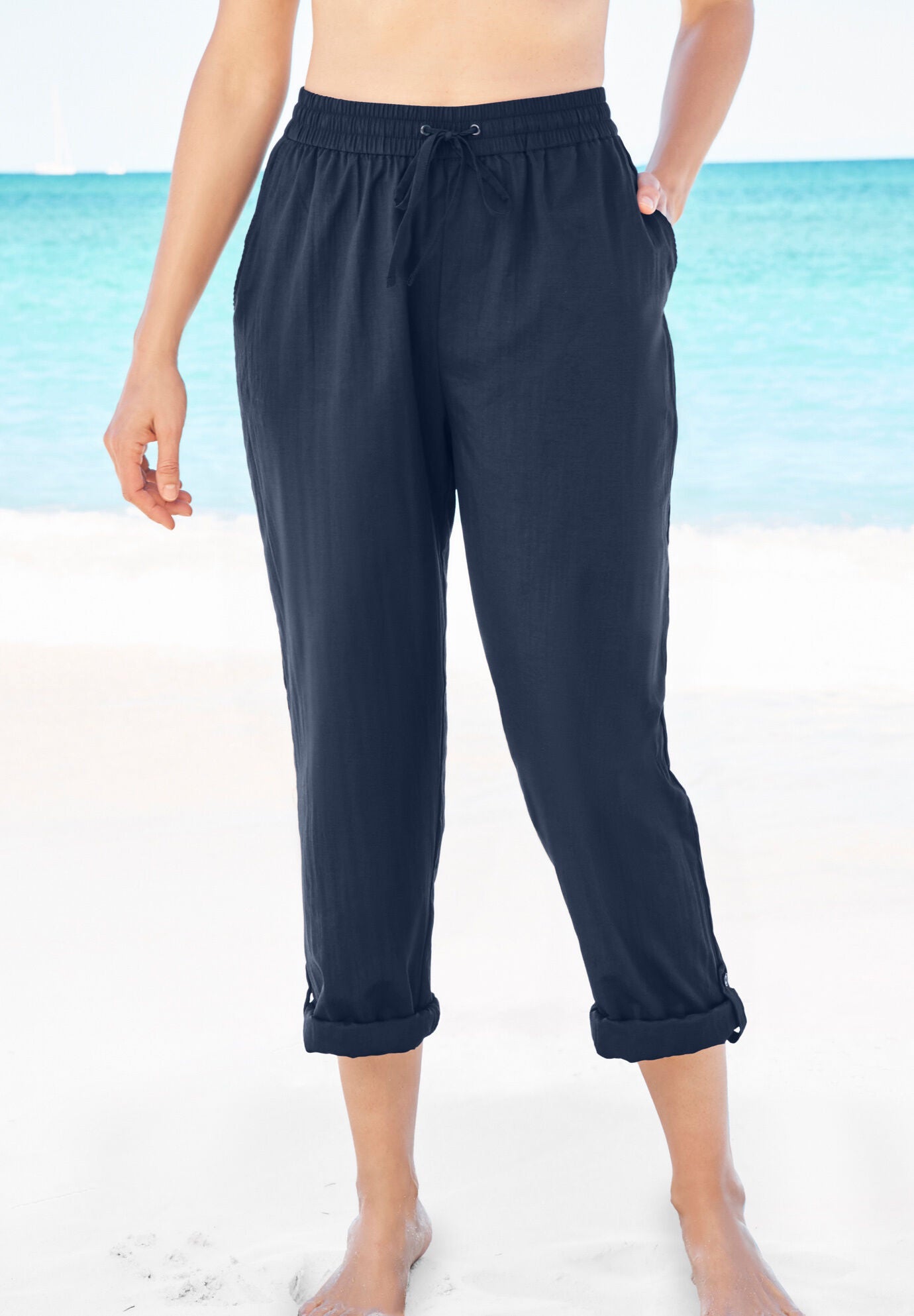 Taslon Cover Up Roll Up Pant Swimsuits For All