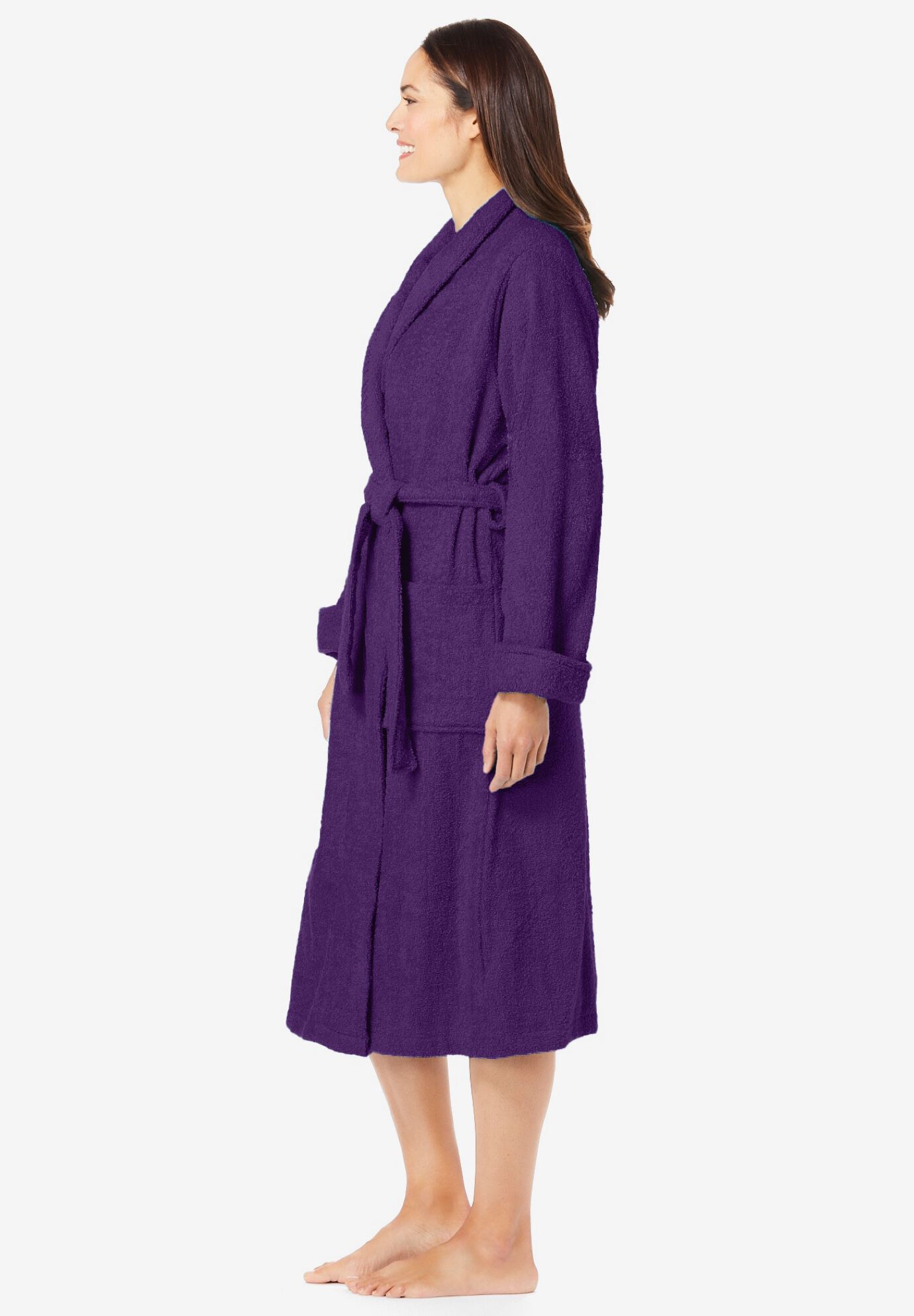 Short Terry Robe, RICH VIOLET, alternate image number 2