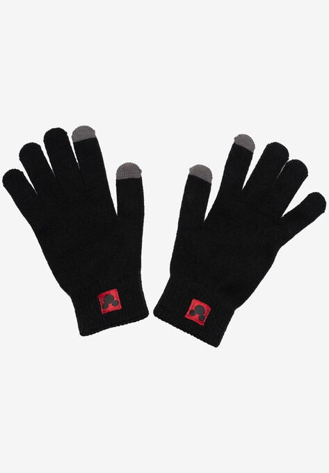 Adult Unisex Disney Mickey Mouse Knit Beanie Hat & Texting Gloves Black 2-PC Set, , alternate image number null