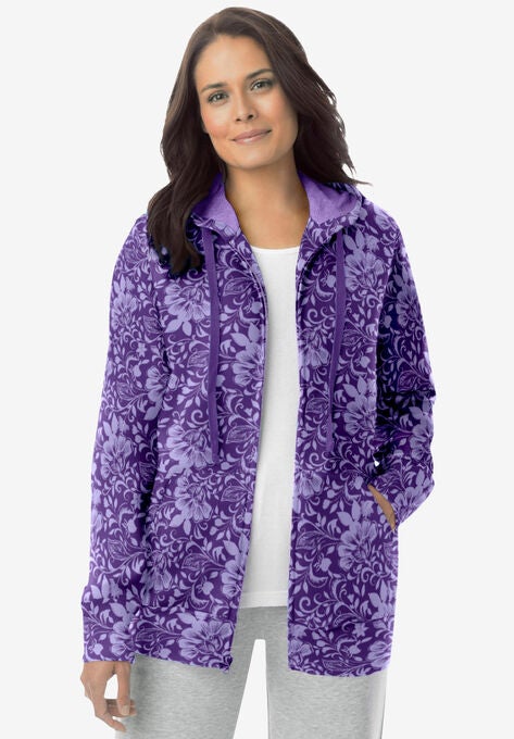 Better Fleece Zip-Front Hoodie, RADIANT PURPLE SHADOW FLORAL, hi-res image number null