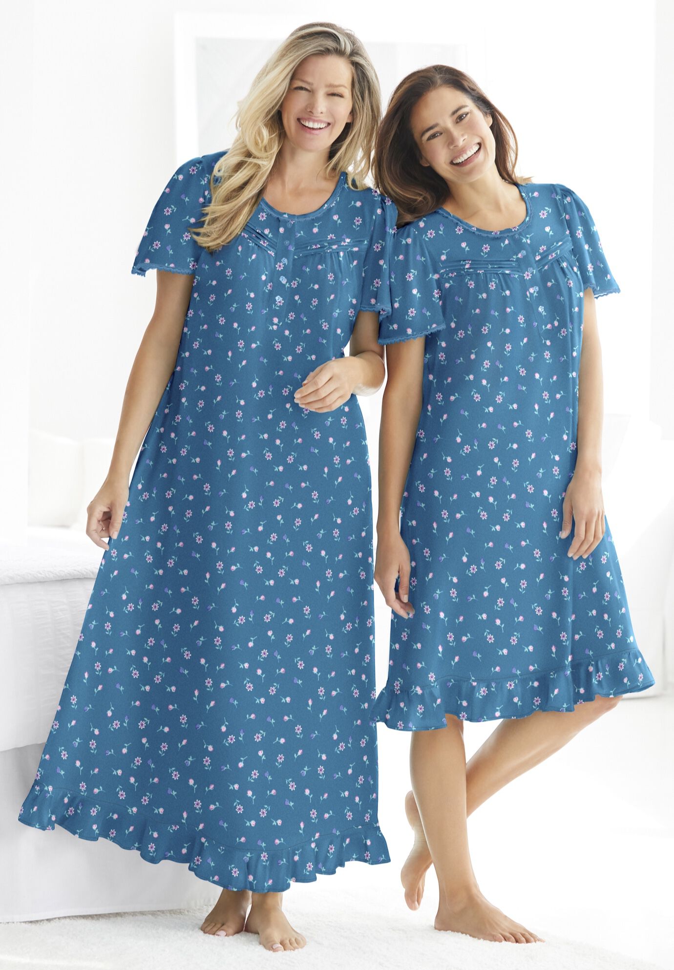 Long Floral Print Cotton Gown, , alternate image number 4