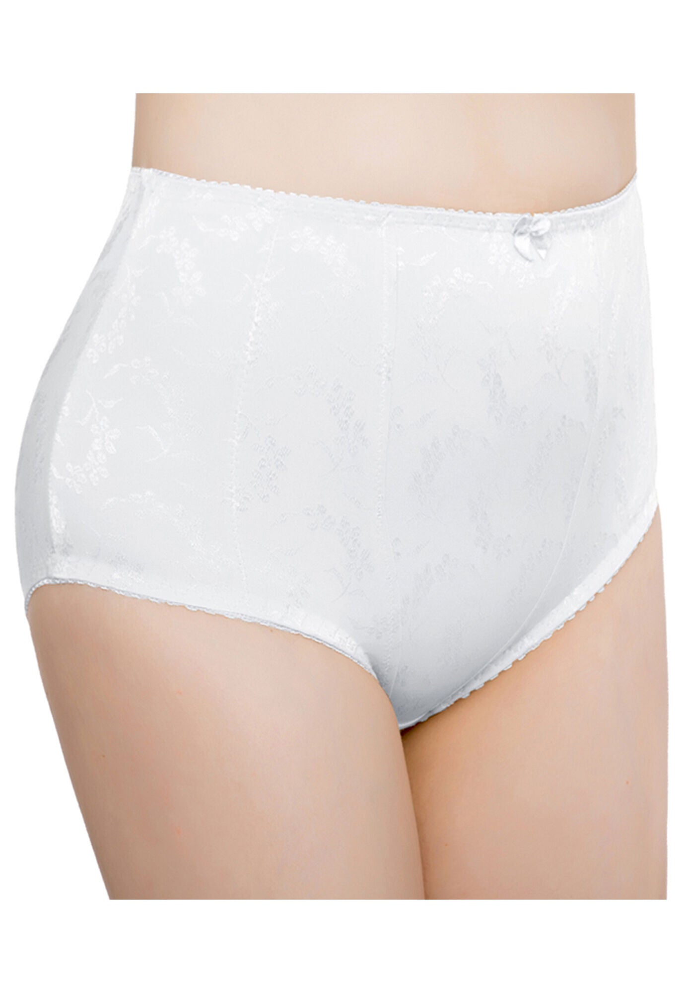 2-Pack Floral Jacquard Shaping Panties, WHITE, hi-res image number 0