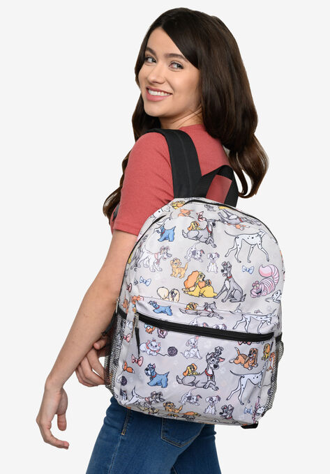 Disney Cats & Dogs Backpack 16" All-Over Print Cheshire Cat Lady Tramp Dodger, , alternate image number null