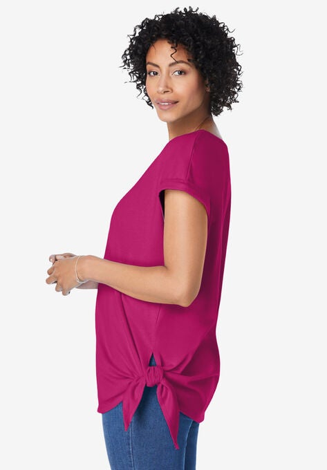 Side Tie Knit Tee, , alternate image number null
