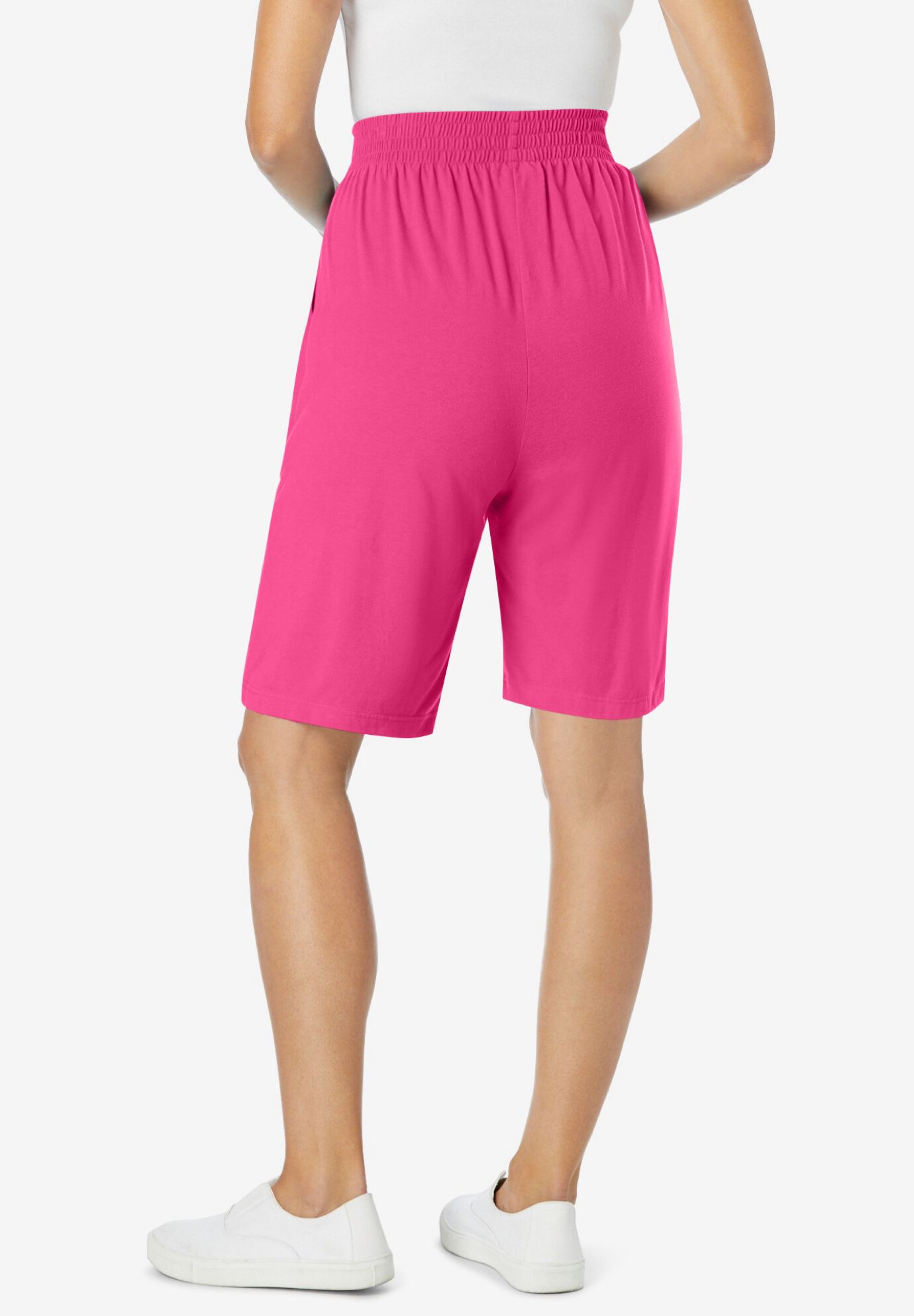 Elastic-Waist Knit Short, RASPBERRY SORBET, alternate image number 3