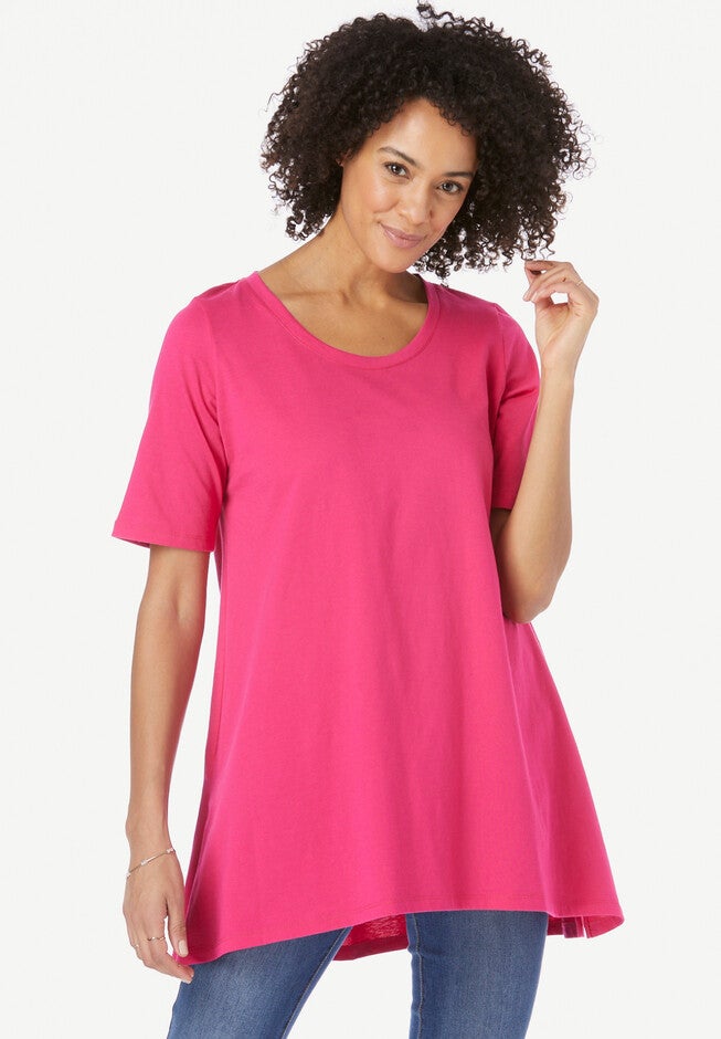 High-Low Hem Tunic, RASPBERRY SORBET, hi-res image number null