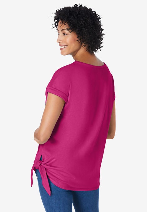 Side Tie Knit Tee, , on-hover image number null