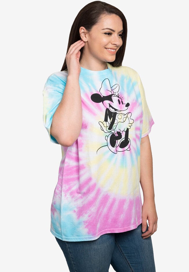 Disney Womens Plus Size Minnie Mouse Short Sleeve Tie-Dye T-Shirt Retro, , alternate image number 2