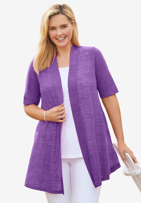 Lightweight Open Front Cardigan, PRETTY VIOLET, hi-res image number null