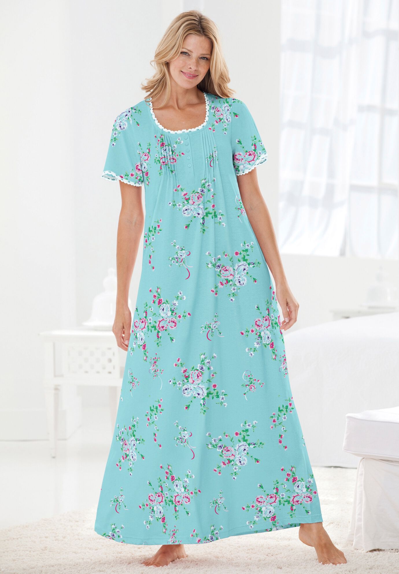 Long Pintuck Knit Gown, , alternate image number 4