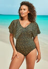 Flutter-Sleeve One-Piece, GOLD FOIL DOTS, hi-res image number null