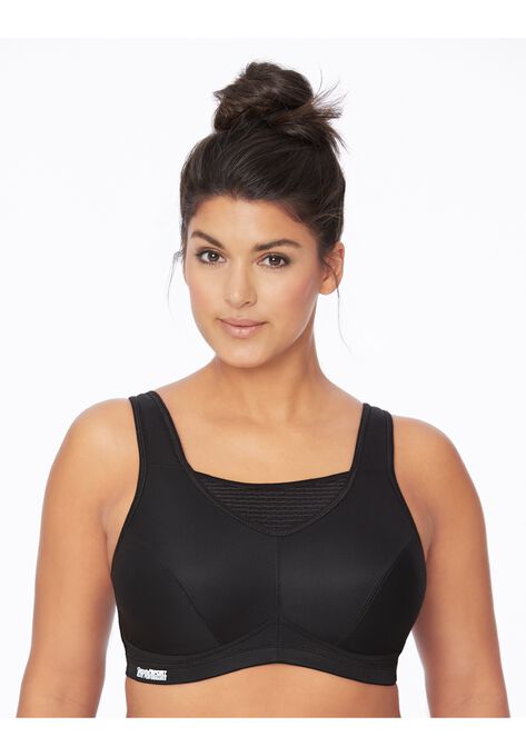 Full Figure Plus Size No-Bounce Camisole Elite Sports Bra Wirefree #1067 Bra, BLACK, hi-res image number null