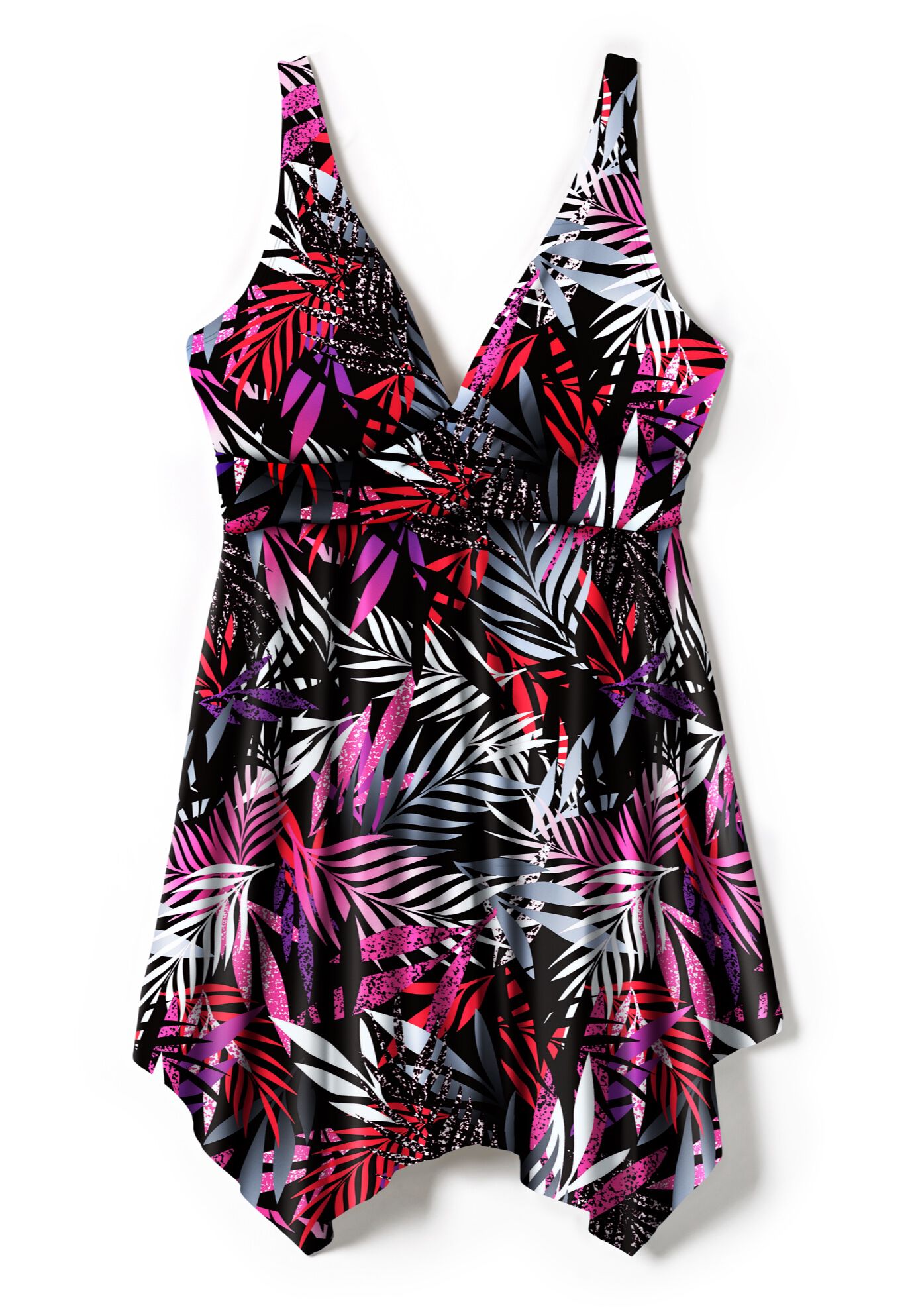 Flattering Handkerchief-Hem Two-Piece Swim Dress, Multi