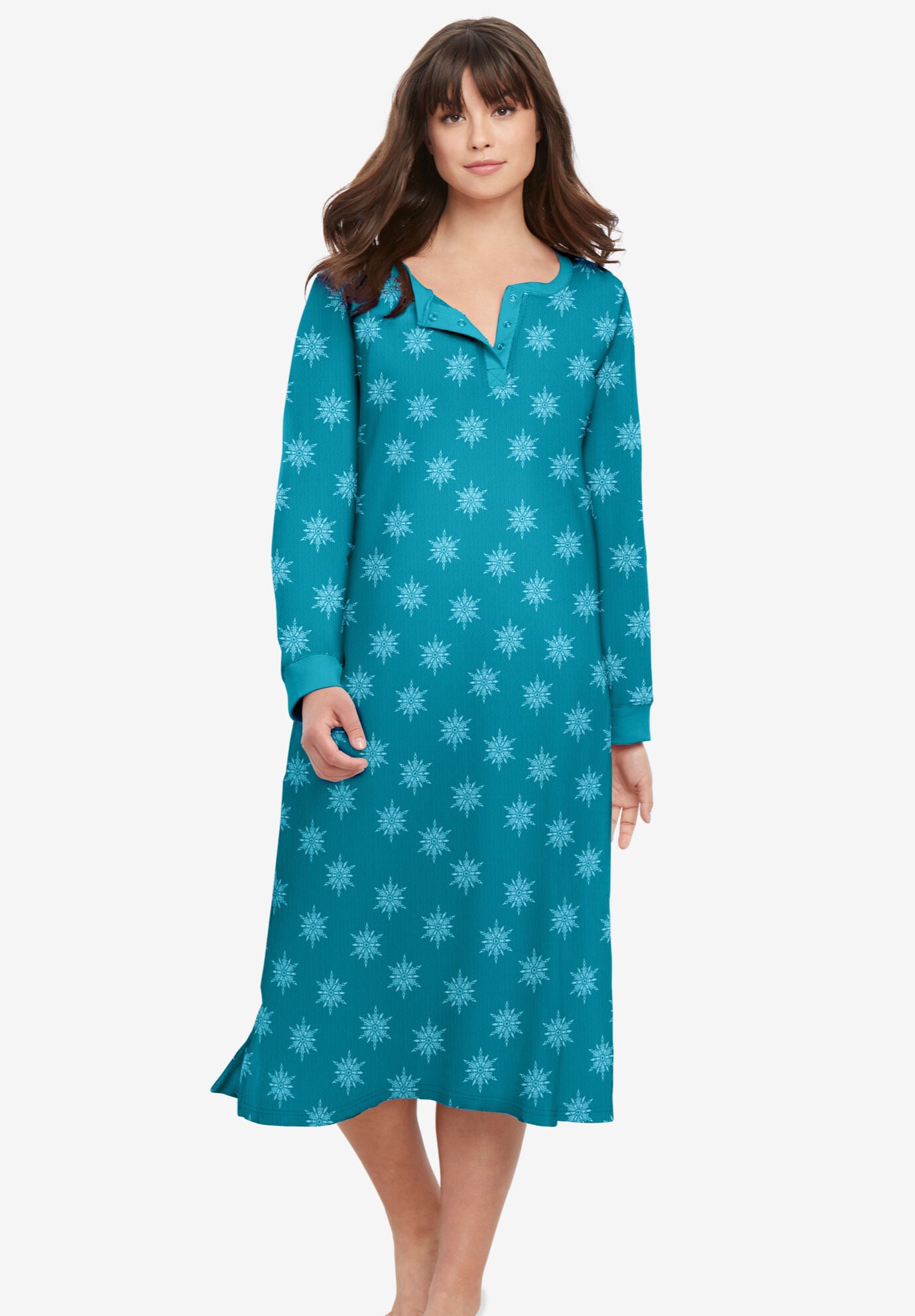Long sleeve henley nightgown deals