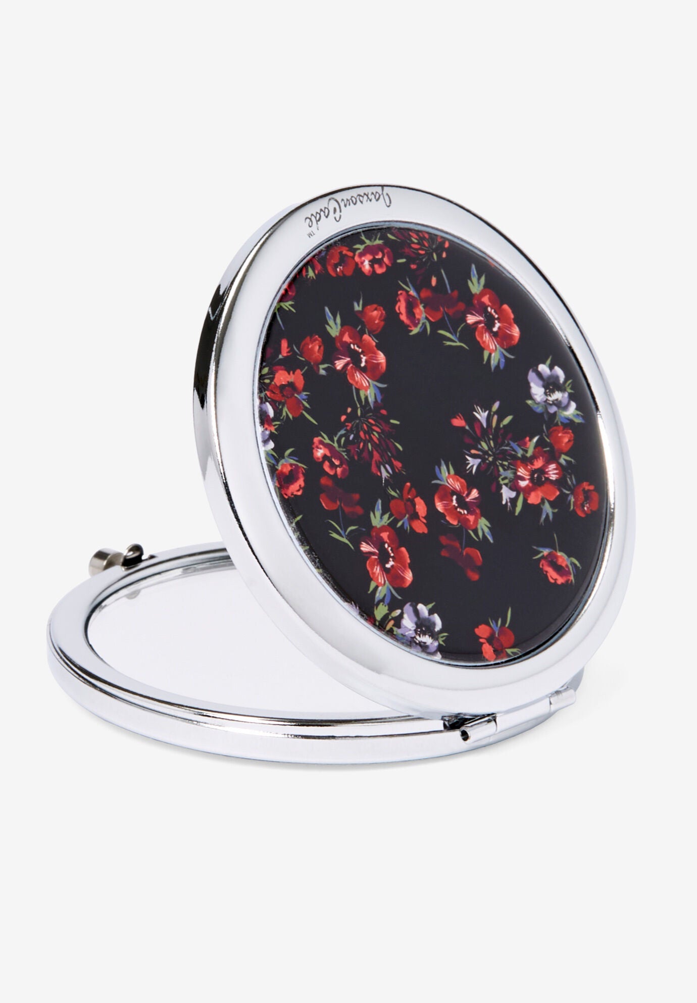 Quilted Bag and Matching Mirror Set, BLACK PAINTERLY FLORAL, alternate image number 2