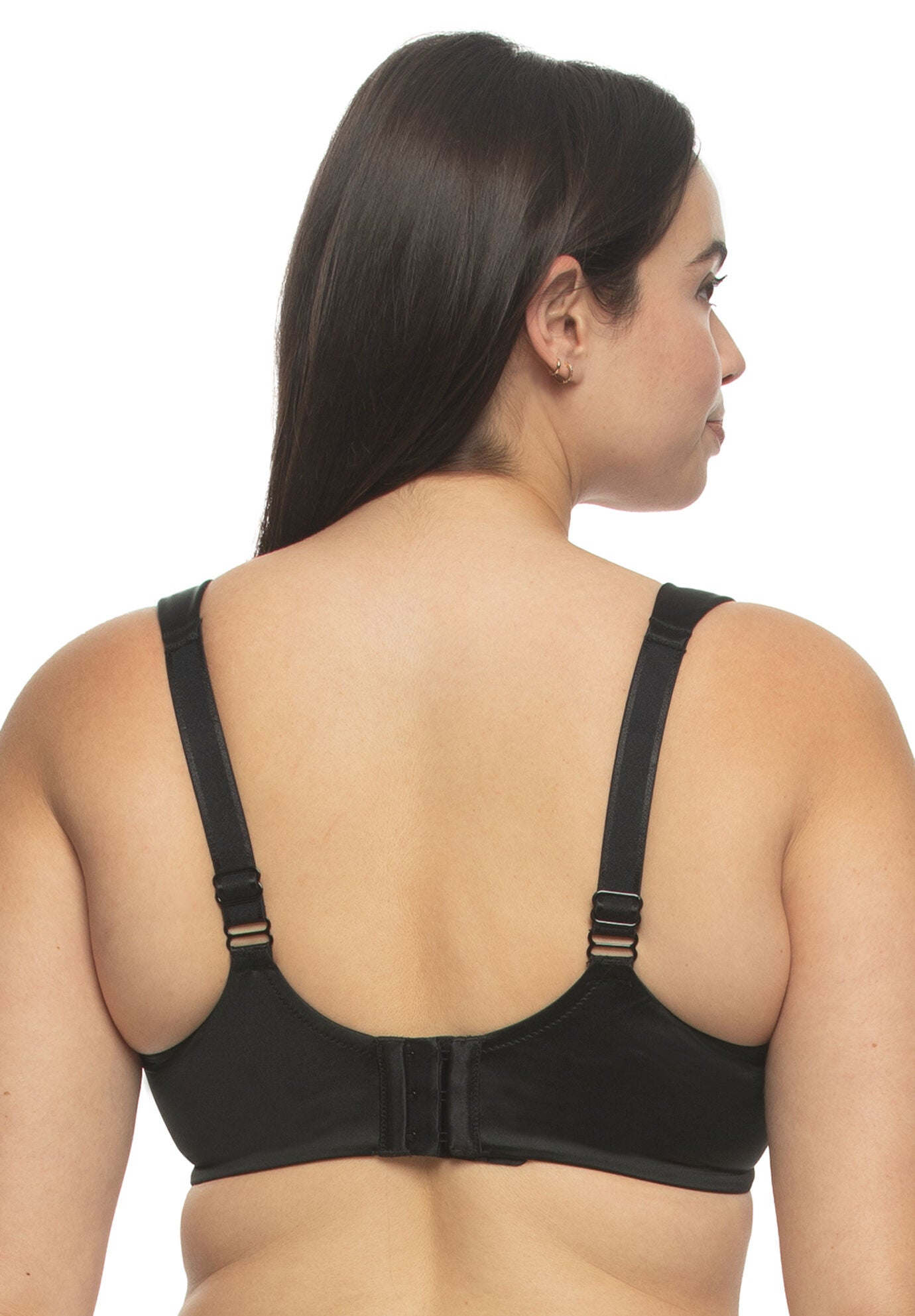 Stellar Smooth Satin Unlined Underwire Bra, BLACK BLK, on-hover image number 1