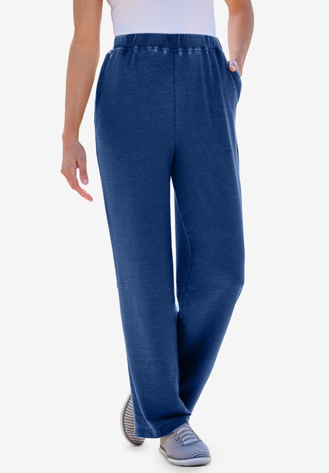 Cloud Bliss Wide-Leg French Terry Pant, EVENING BLUE, hi-res image number null