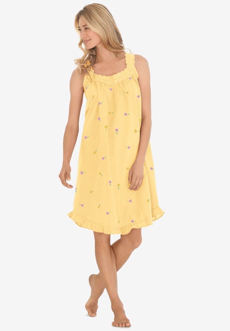 Short Embroidered Nightgown , BANANA, hi-res image number null