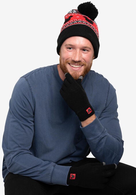 Adult Unisex Disney Mickey Mouse Knit Beanie Hat & Texting Gloves Black 2-PC Set, , alternate image number null