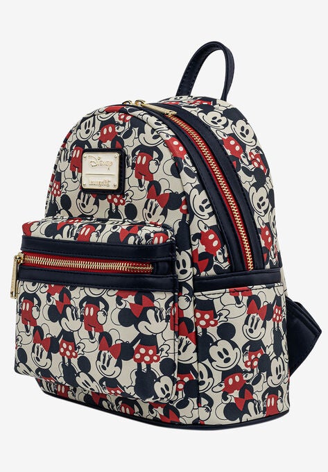 Loungefly x Disney Mickey & Minnie Mini Backpack Handbag All-Over Print Navy, , alternate image number null
