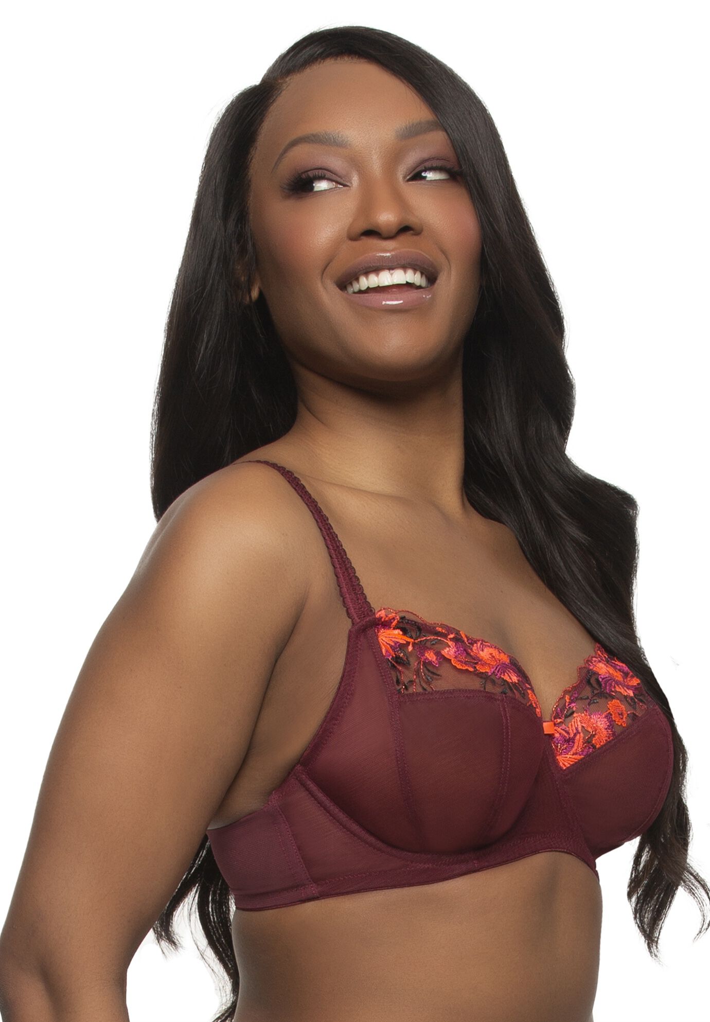 Fleurs Embroidered Unlined Bra, , on-hover image number 1