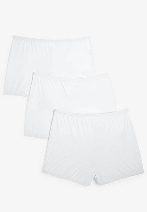 3-Pack Stretch Microfiber Boyshort , WHITE, hi-res image number null