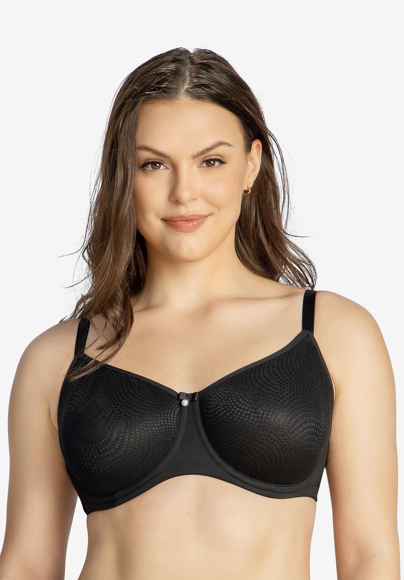 Pearl Non-Padded Seamless Minimizer Bra, BLACK, hi-res image number 0