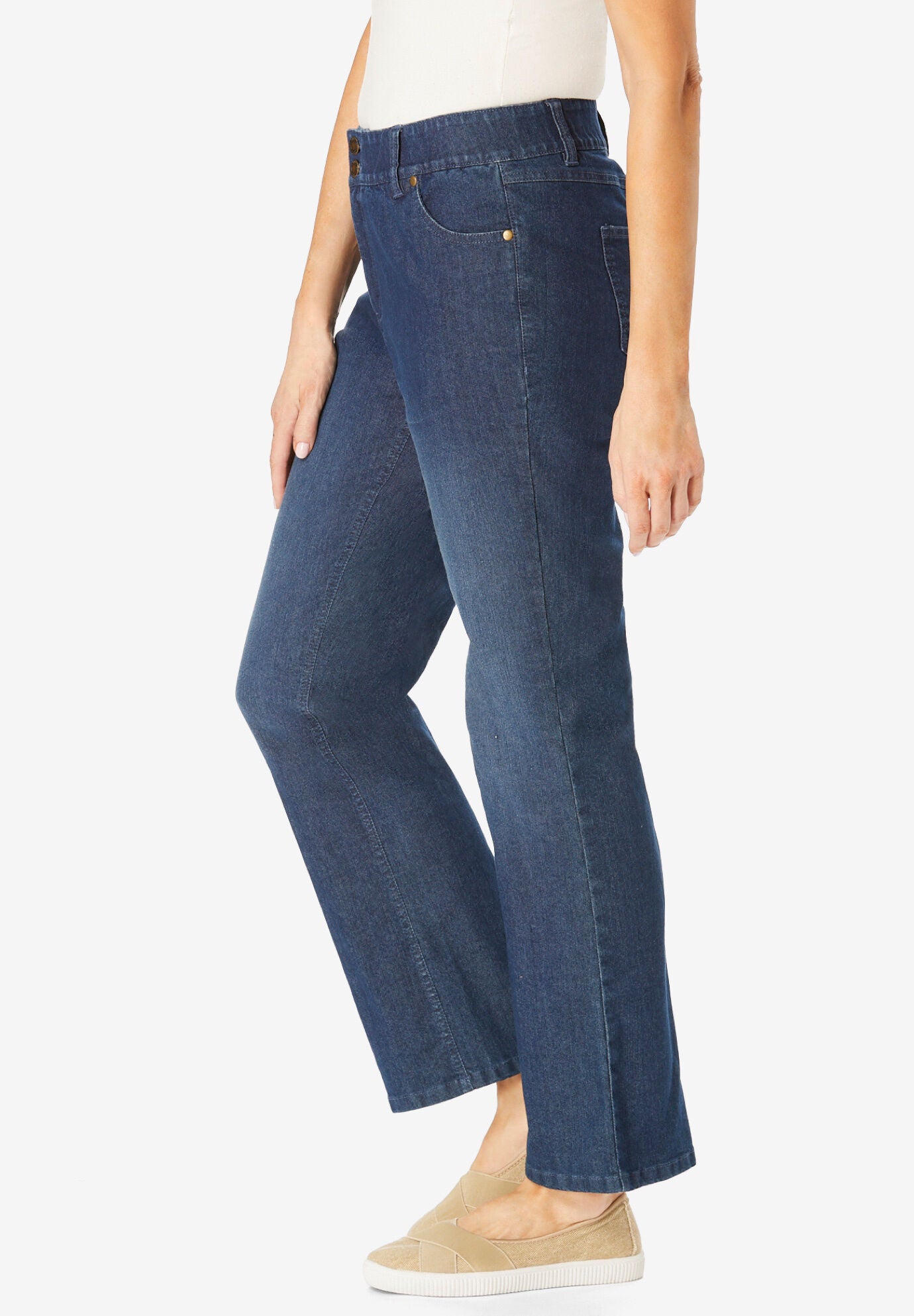 Stretch Built-in Slimming Panel Bootcut Jeans, , on-hover image number 1