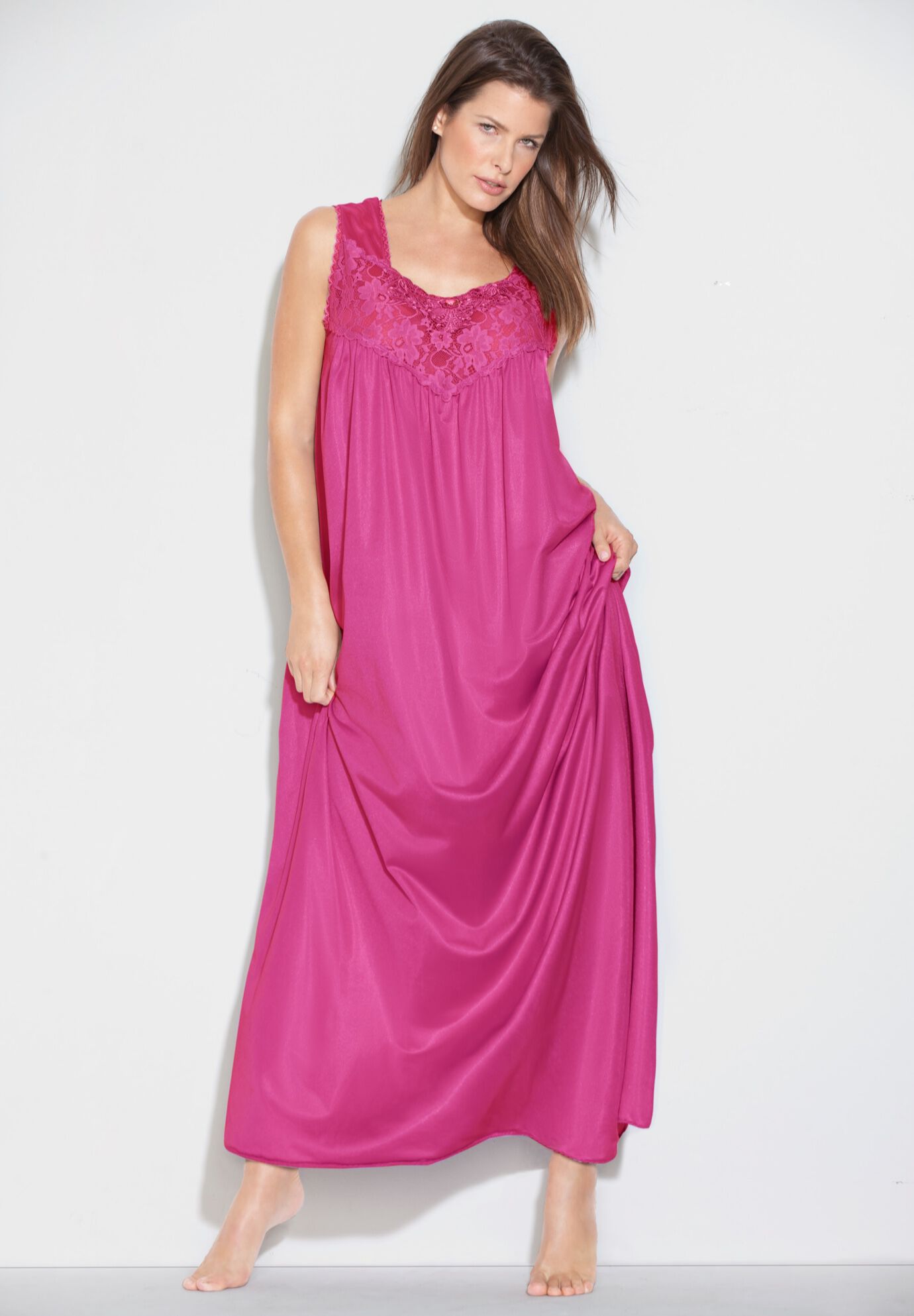 Long Tricot Knit Nightgown, , alternate image number 2