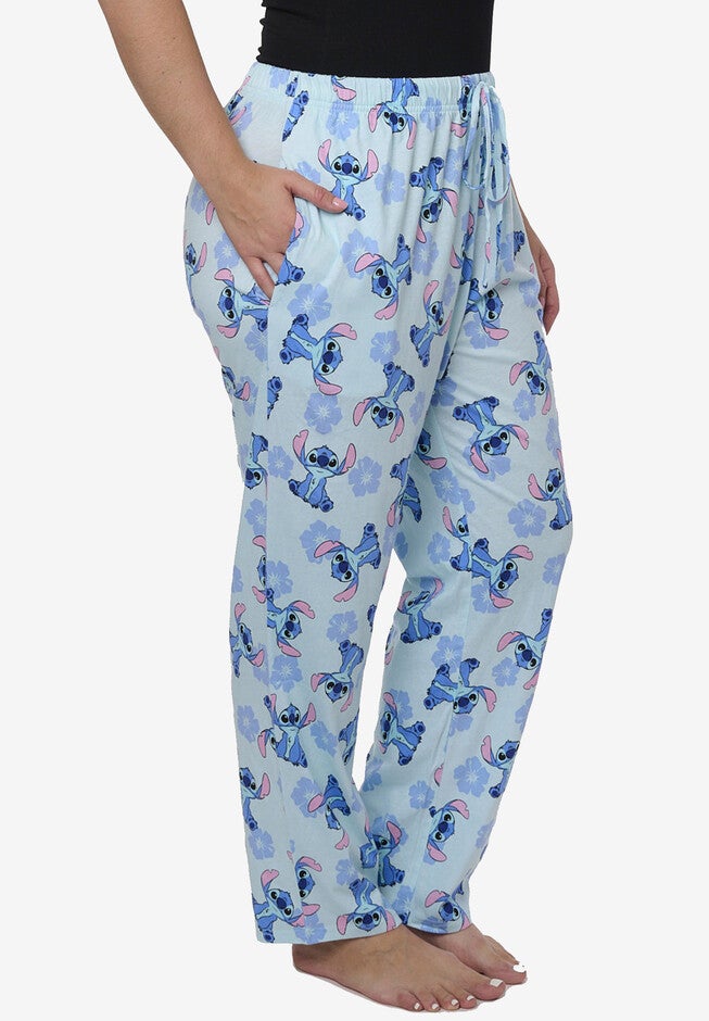 Stitch Floral Cotton Lounge Pajama Pants Lounge Pants, , alternate image number null