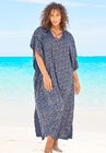 V-Neck Swim Caftan, NAVY SILVER DOTS, hi-res image number null
