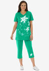 Starfish Tunic and Capri Set, TROPICAL EMERALD STARFISH, hi-res image number null