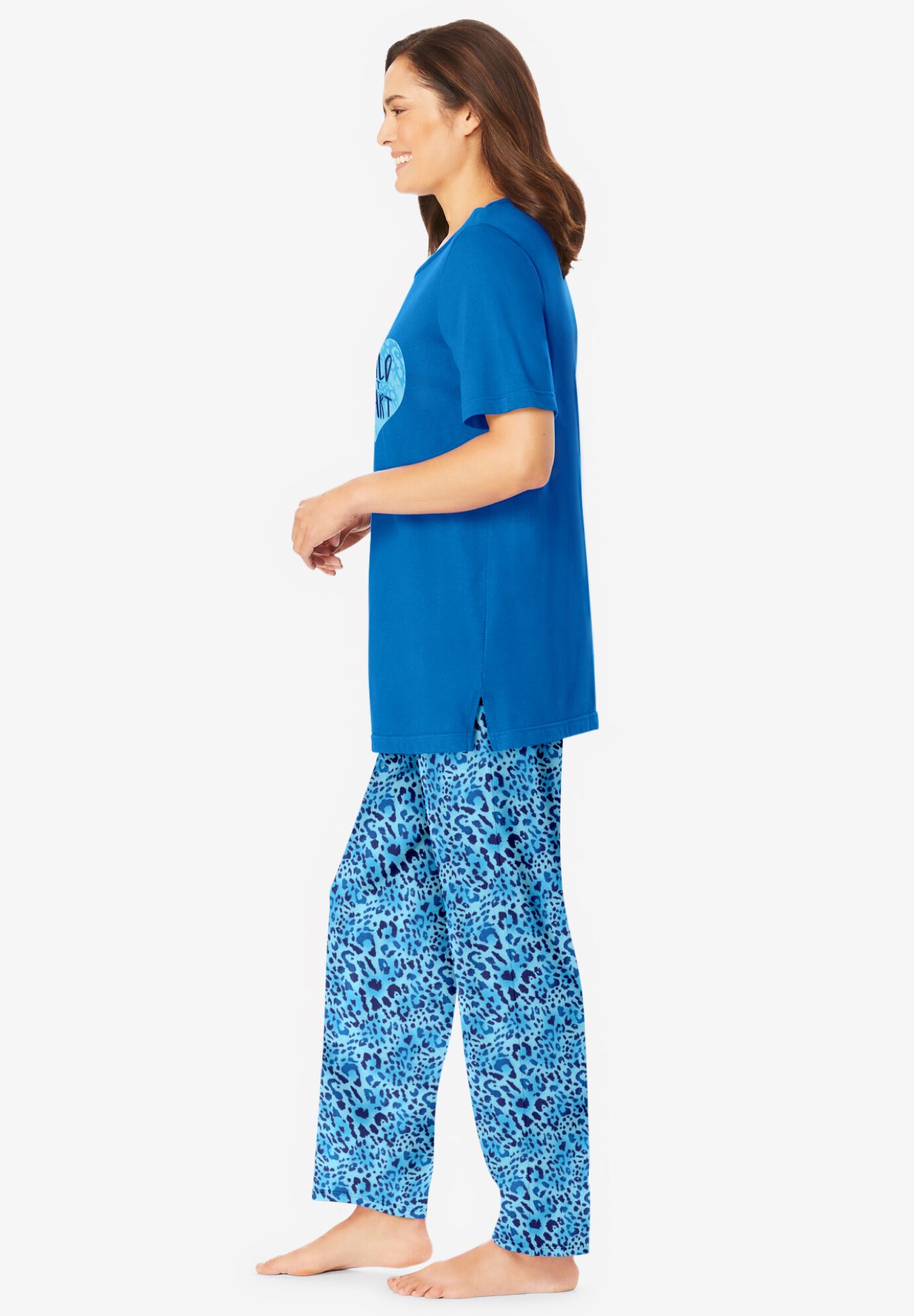 Graphic Tee PJ Set, POOL BLUE ANIMAL HEARTS, alternate image number 2