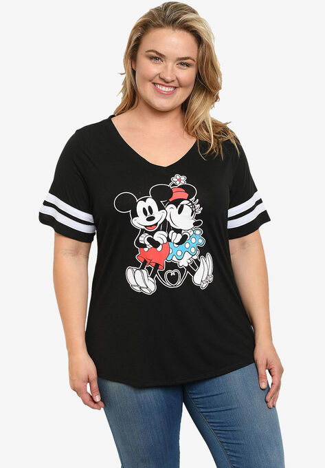 Disney Mickey & Minnie Mouse Classic V-Neck T-Shirt Black, BLACK, hi-res image number null