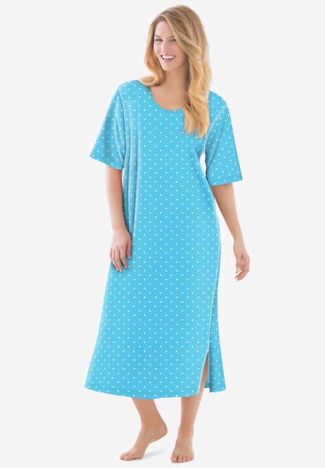 Long Tagless Sleepshirt, AQUA DOT, hi-res image number null