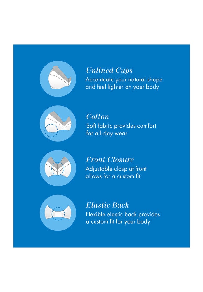 Bestform 5006770 Comfortable Unlined Wireless Cotton Bra With Front Closure, , alternate image number 3