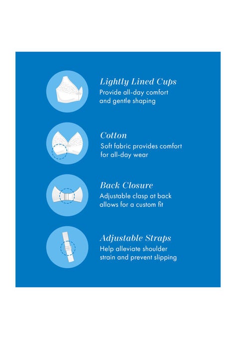 Bestform 5006233 Floral Trim Wireless Cotton Bra With Lightly-Lined Cups, , alternate image number null
