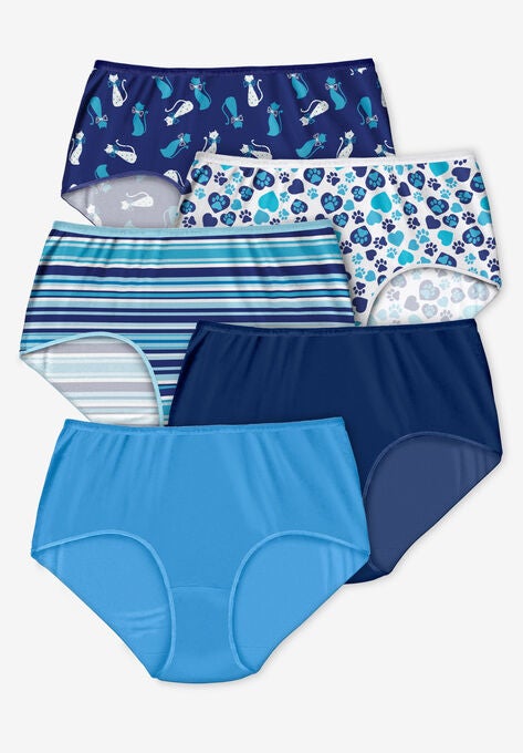 Pure Cotton Brief 5-Pack, EVENING BLUE CAT PACK, hi-res image number null