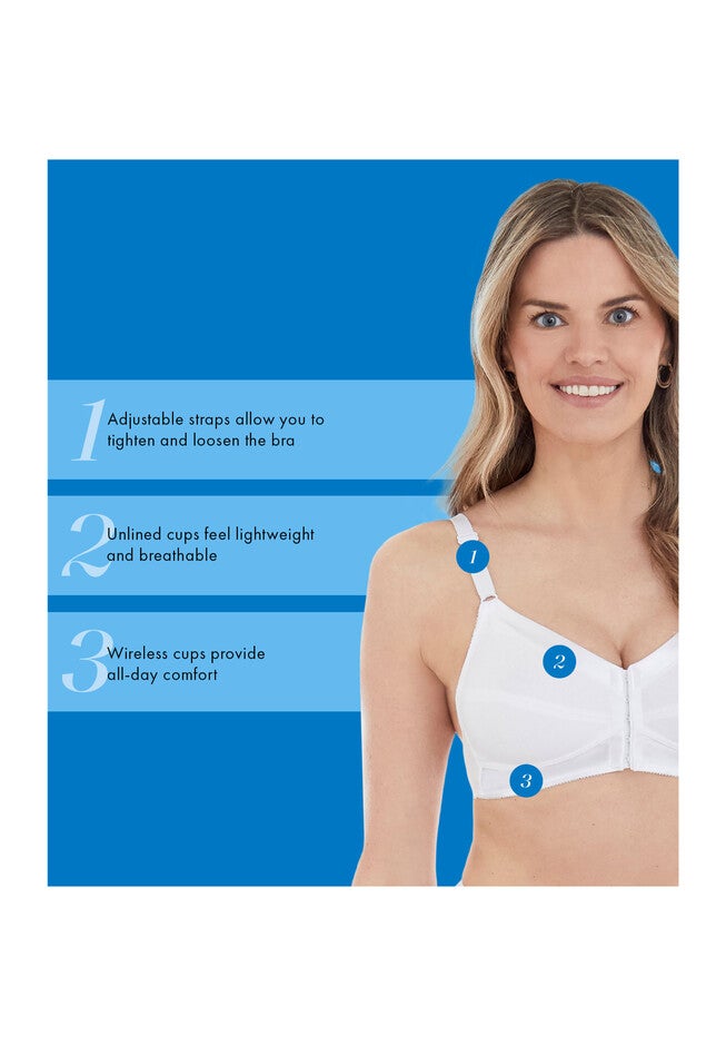 Bestform 5006770 Comfortable Unlined Wireless Cotton Bra With Front Closure, , alternate image number 4